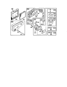 Carburetor/Muffler Diagram and Parts List for 122T02-3845-EA  Briggs and Stratton Engine